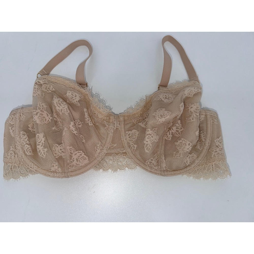 Aerie Show Off Balconette Bra Womens 34DDD Tan Excellent Lace Unlined 8433930779